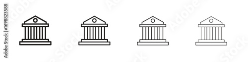 Bank icon outline vector for web ui. Editable stroke.
