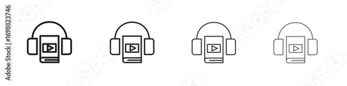 Audiobook icon outline vector for web ui. Editable stroke.