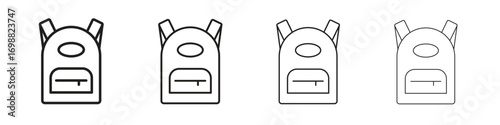 Backpack icon outline vector for web ui. Editable stroke.