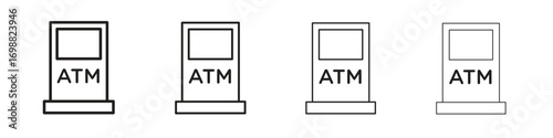 Atm icon outline vector for web ui. Editable stroke.