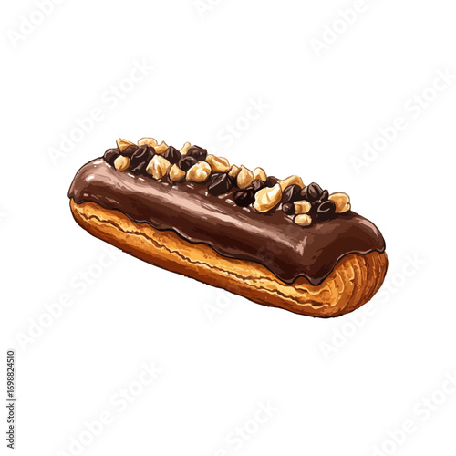 chocolate eclair hand drawn illustration