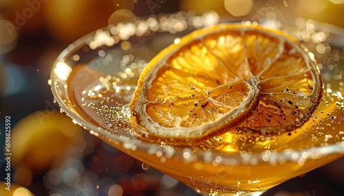 Sparkling cocktail with dried orange slices
