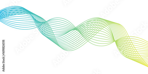 Abstract vector background with dynamic green waves and subtle leaf patterns