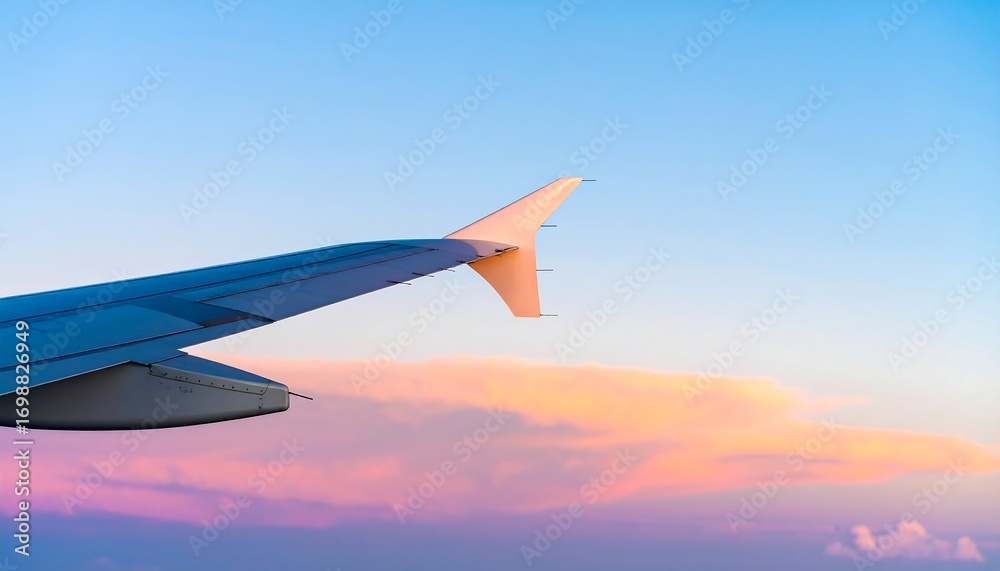 Fototapeta premium Airplane wing at sunset