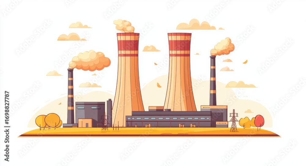 custom made wallpaper toronto digitalFlat illustration of a nuclear power plant with cooling towers