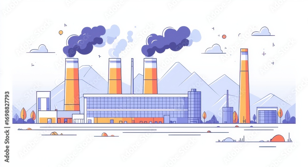 custom made wallpaper toronto digitalFlat illustration of a nuclear power plant with mountains