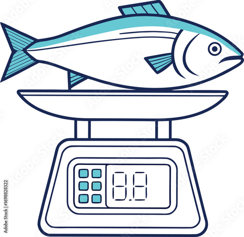 Fish On A Digital Scale Weighing Food kitchen scale