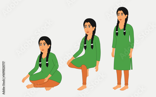 2d Indian village girl cartoon character ready for animation moral stories, made by adobe illustrator and ready for animate cc