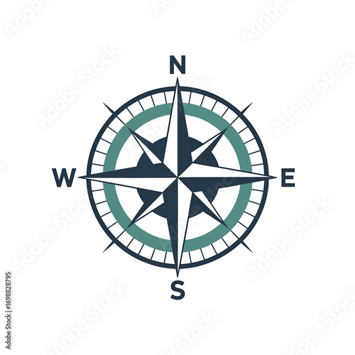 Compass Rose Illustration Navigational Tool for Directional Guidance Mapping and Geographic Exploration North South East West Indicator