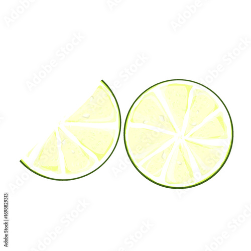 fresh lime slices without background