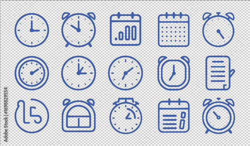 Modern Minimalist Time Management Icons: Clocks, Calendars, and To-Do Lists
