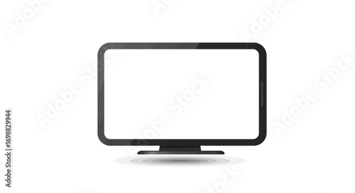 Minimalist flat screen tv design on white background with shadow effect
