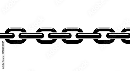 Bold black chain links in seamless pattern on white background