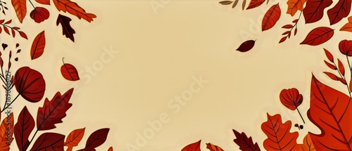 Falling Red and Orange Leaves Scattered on a White Background During Autumn.