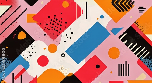 Vibrant Geometric Shapes Create a Dynamic and Colorful Abstract Composition.