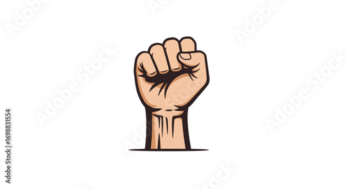 Raised fist symbolizing strength and unity in bold cartoon style