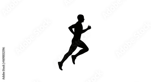 Silhouette of man running on white background