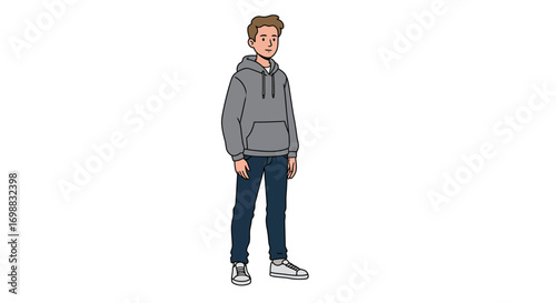 Casual young man in hoodie standing confidently