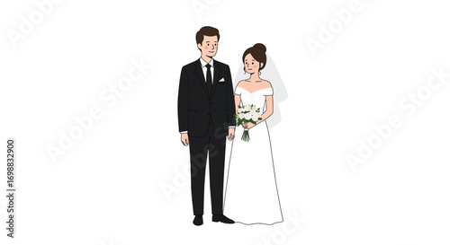 Charming bride and groom holding hands in minimalist wedding design