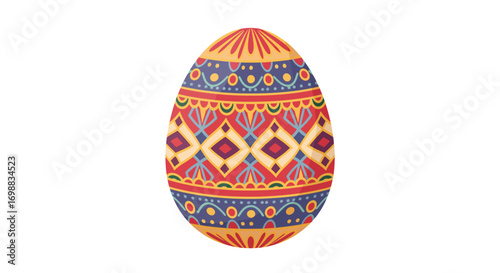 Intricate geometric pattern on colorful easter egg design
