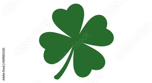 Green three-leaf clover silhouette on white background
