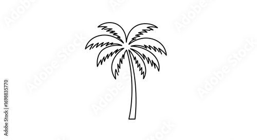 Simple linear black and white palm tree design for minimalist art projects