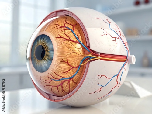 Detailed Human Eye Cross-Section Medical Illustration in 3D