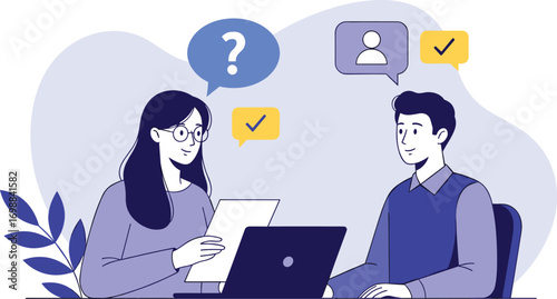 HR & Recruitment Vector Illustrations – HR Manager or Recruiter Interviewing Job Candidates, Applicant Assessment, Hiring Process, Vacancy and Receiption