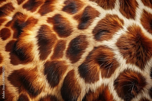Close-Up of Giraffe Fur Highlighting Unique Patterns and Natural Texture

