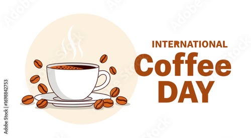 Celebrate international coffee day with a steaming cup of rich dark coffee beans