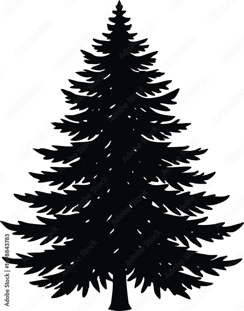 Obraz premium Spruce Tree Silhouette Vector | Spruce Tree Outline Illustration