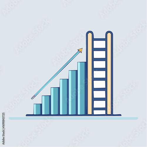 Conceptual illustration depicting progress, upward trajectory, and ambition in a corporate setting