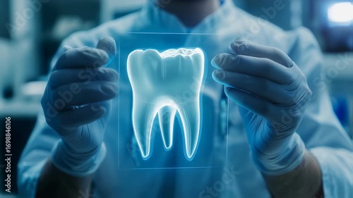 Dental anatomy of a tooth in a futuristic design, concept of oral healthcare