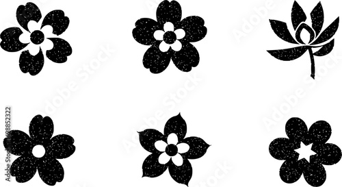 Flower with retro photocopy stipple effect, for grunge punk y2k collage design. Vector illustration in vintage halftone brutalist design for banner or poster