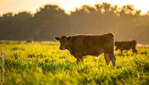 Fototapeta Naklejka Na Ścianę i Meble -  Cows grazing at sunset (1)