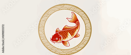 Koi Fish in Decorative Circular Frame