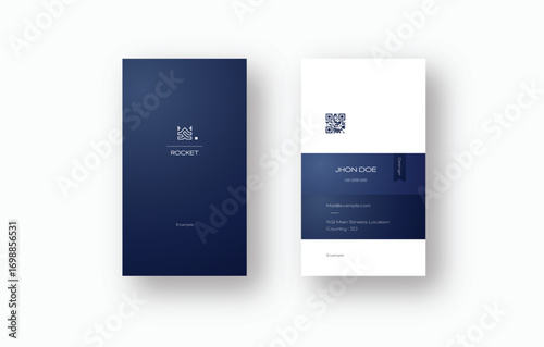 Minimalist Blue and White Business Card Design for Professionals