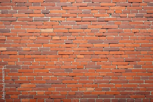 Aged red brick wall with classic horizontal pattern, realistic graphic style on plain background. Concept of construction, texture, architecture. Ai generative