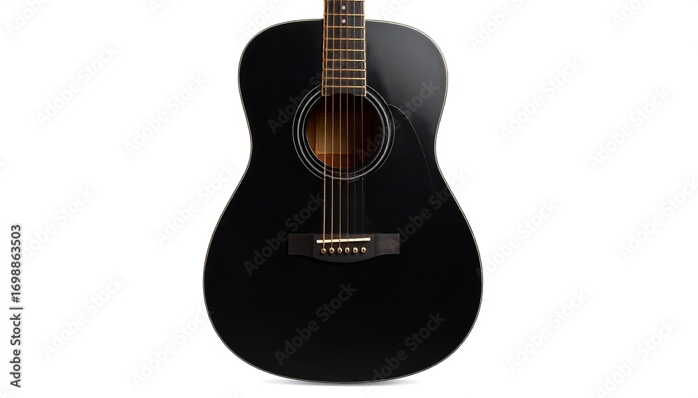 Fototapeta premium Black acoustic guitar, front view (1)