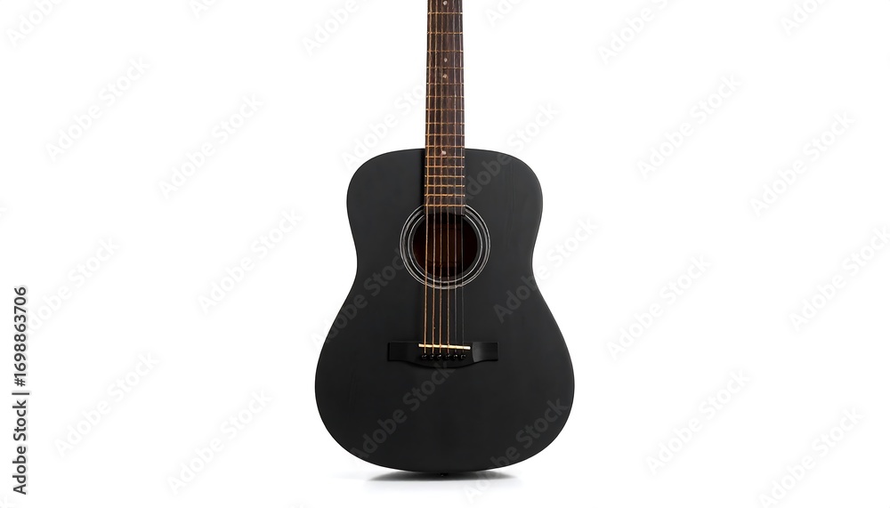 Fototapeta premium Black acoustic guitar, front view