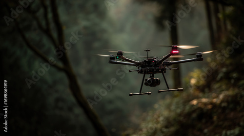 ai drone meticulously studies wildlife in lush forest intricate dynamics of animal behavior