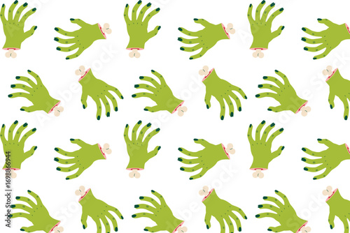 Zombie hand pattern. Design for Halloween. Flat style vector illustration