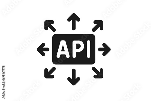 Concept of API connectivity and integration with multiple directions and arrows illustrating data flow and interaction in technology