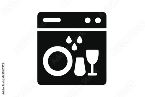Clean dishes and glassware inside a modern dishwasher in a kitchen setting at home during daytime