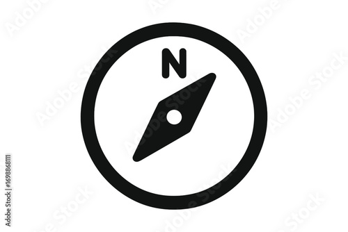 Compass symbol indicating north direction with a clean design and minimalistic style for navigation and guidance