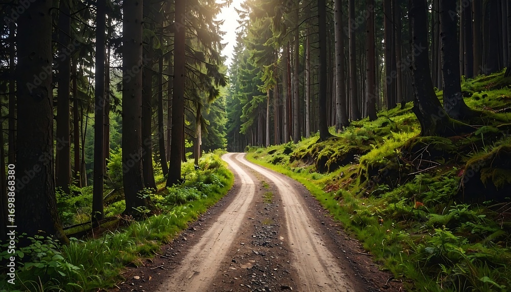 Fototapeta premium Sunlit forest road