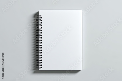 Blank spiral-bound notebook on a light gray surface (1)