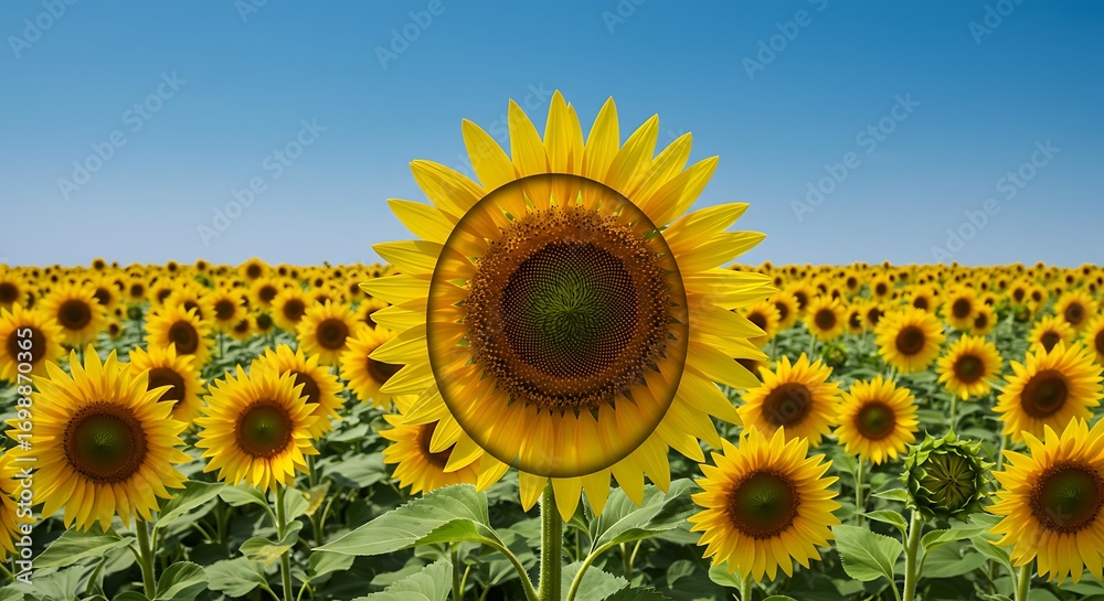 Fototapeta premium Sunflowers: Digital Bloom, Surreal Field
