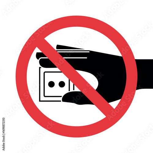 No touching electrical outlet symbol with hand