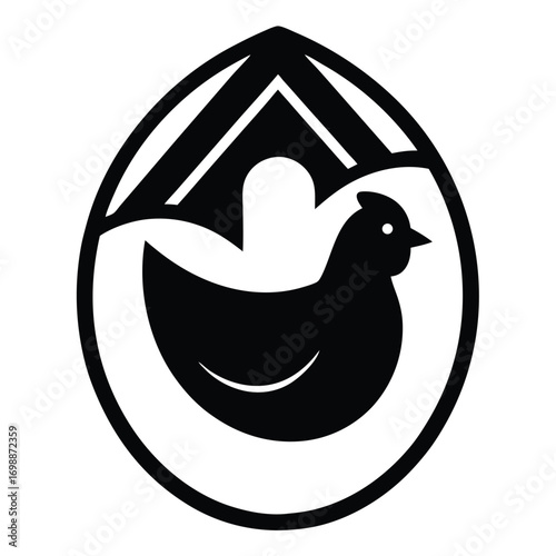 Simple Farm Logo with Chicken and Egg Symbol  
